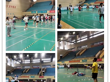 我校羽毛球队在狮山体育馆开展训练与教学